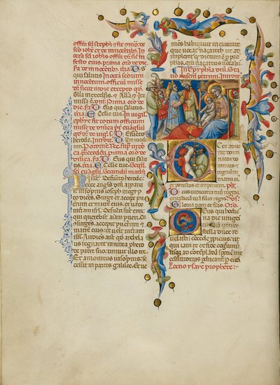 Die Anbetung der Könige; Initiale E: Schwertträger von Master of the Brussels Initials